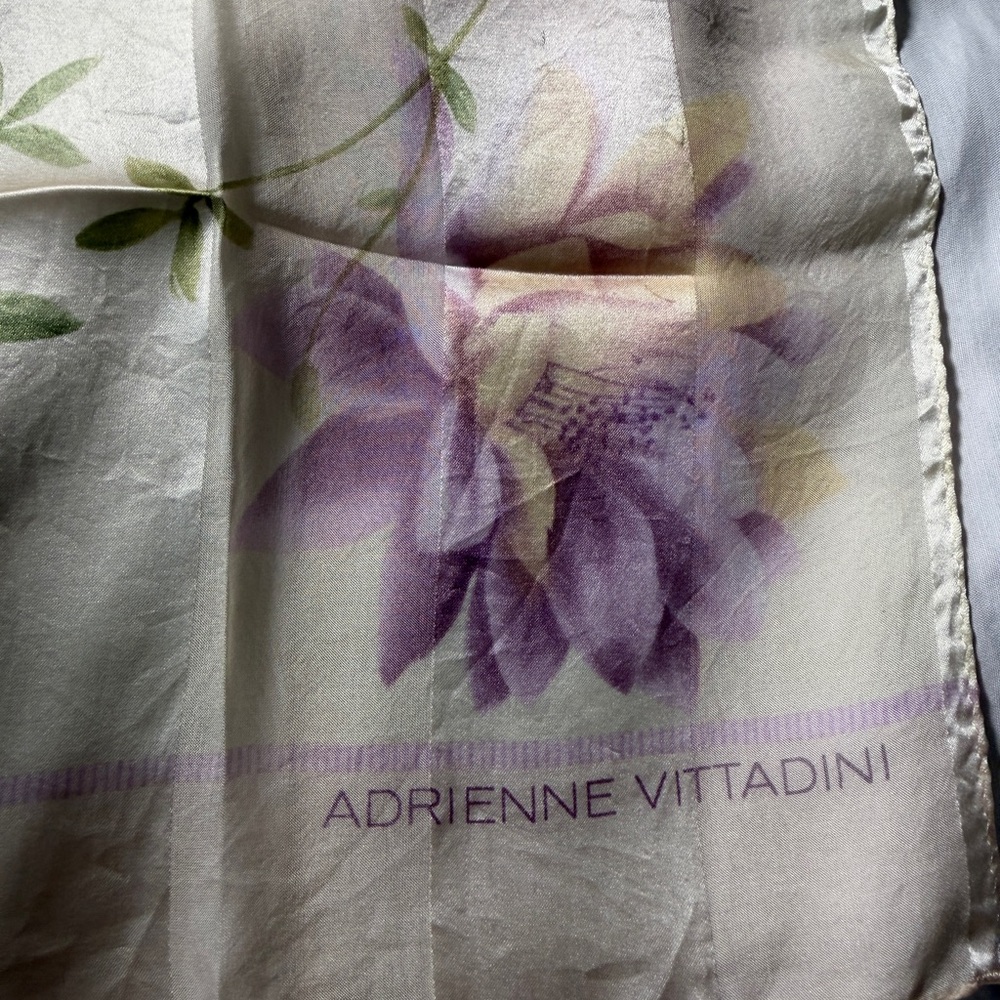 Adrienne Vittadini Cream Scarf with Lavender Floral Design